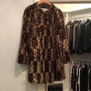 Faux fur mid length coat